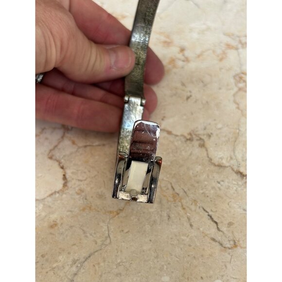 Gold-Tone orange & White Enamel Buckle Bangle Bracelets Set Of 2 - Picture 11 of 13